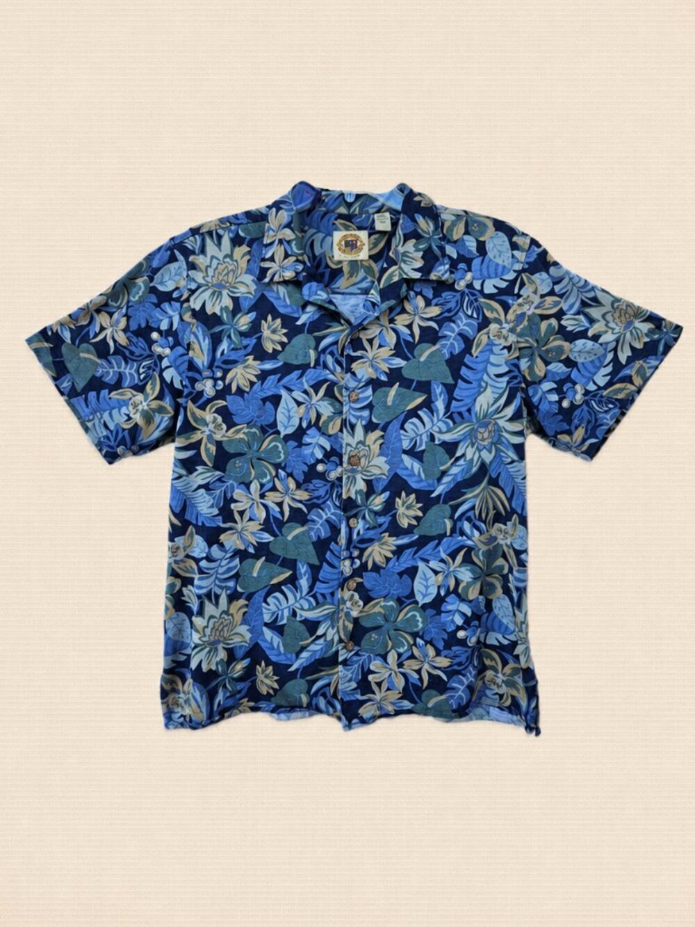 Pusser's West Indies Mens Floral Hawaiian Silk Blend Short Sleeve Shirt - M